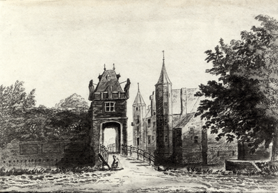 107525 Gezicht op het slot Zuylen te Oud-Zuilen (gemeente Zuilen) uit het noordwesten, met op de voorgrond het ...